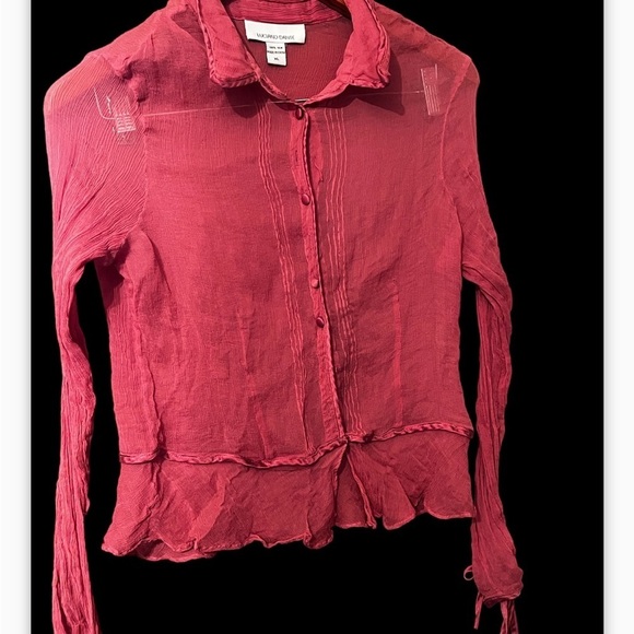 Luciano Dante 100% Silk Blouse Sz XL Pink Long Sleeve - Picture 2 of 6